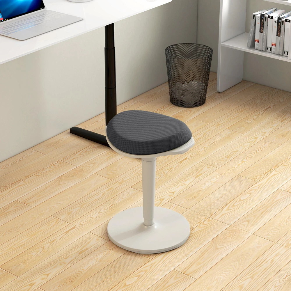 HOMCOM taburetė, ergonomiška biuro taburetė, 56,5-71,5 cm reguliuojamo aukščio darbo taburetė, pasukama kėdė biurui, kabinetui, tinklinė, pilka