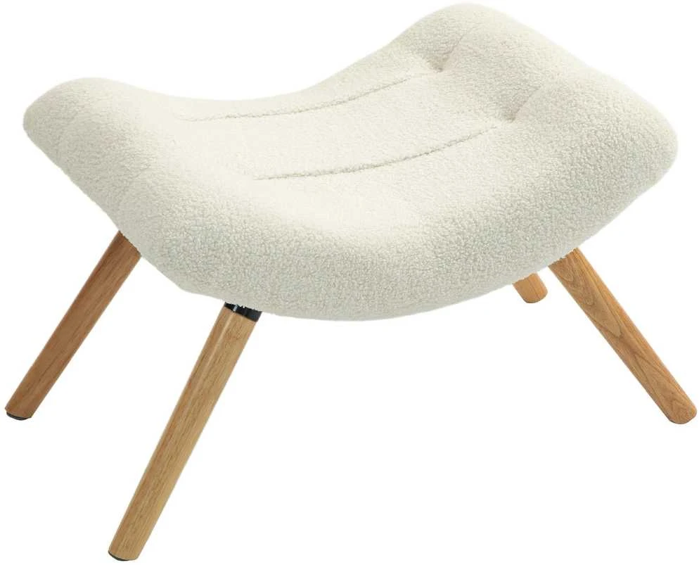 HOMCOM sėdimas pufas, kojų atrama su berberų vilnos audiniu, paminkštintas pufas, atlaikantis iki 120 kg, svetainei, miegamajam, 60,5 x 45 x 38 cm, kreminės baltos spalvos