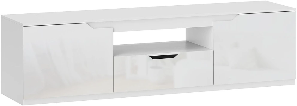 TV staliukas HOMCOM TV spintelė su 2 durelėmis, stalčiumi, 160 cm ilgio, televizoriams iki 65 colių, balta