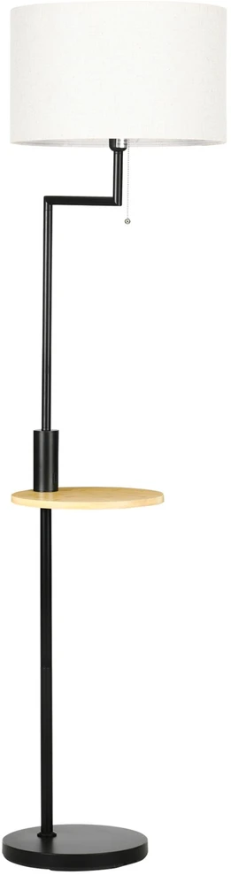 HOMCOM toršeras, pastatoma lempa su lentynėle, 40 W lempa su USB jungtimi, pastatomas šviestuvas, plienas, kreminė spalva, Ø40 x 168 cm, lemputė nepridedama