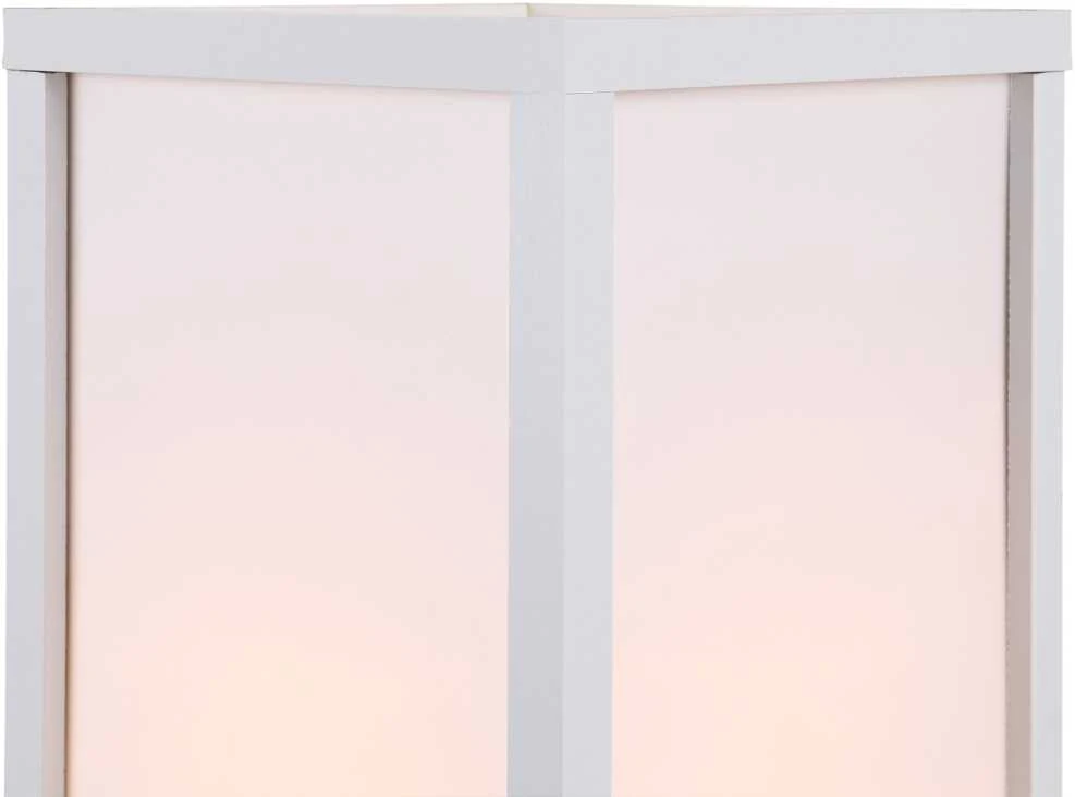 HOMCOM pastatomas šviestuvas, elegantiška lempa su 3 lentynomis, E27 iki 40W, svetainei/miegamajam, E1-MDF ir akrilas, balta, 26x26x160cm