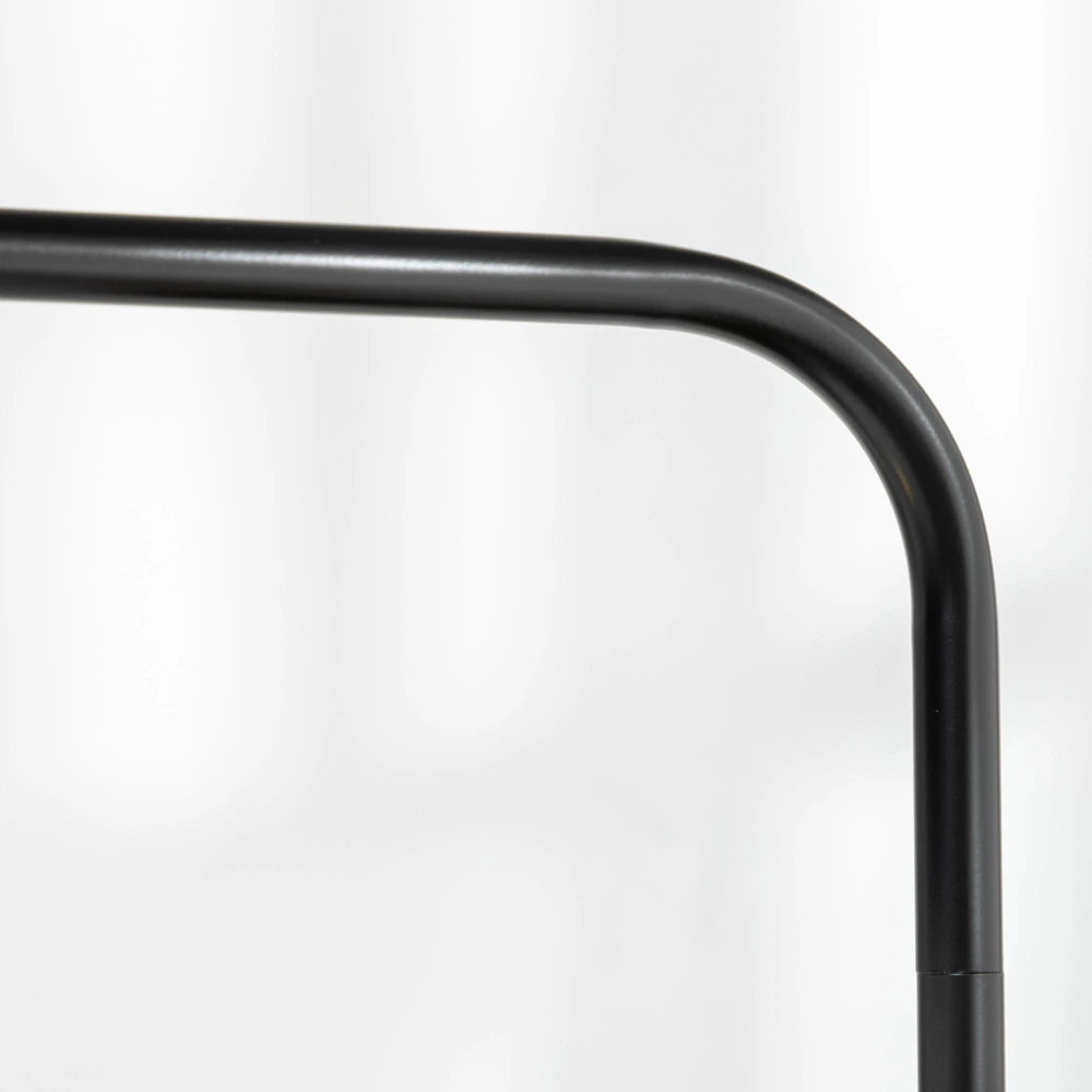 HOMCOM toršeras svetainei, modernus, juodas metalas su gaubtu ir 180 cm laidu – 64 x 38 x 163,5 cm