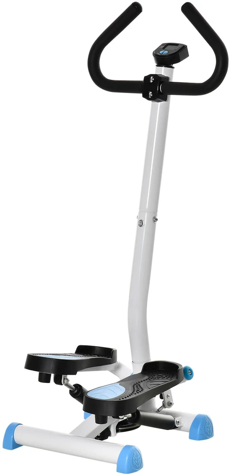 HOMCOM treniruoklis „Swing Stepper“ su LCD ekranu ir rankena, namų treniruoklis iki 100 kg, plienas/ABS, mėlynas, 55 x 44 x 108 cm | Aosom