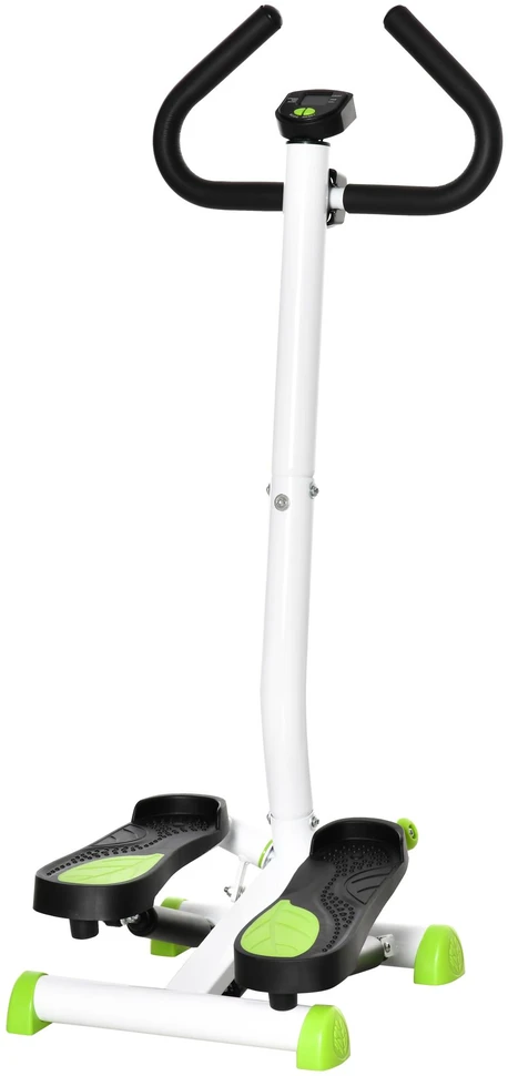 HOMCOM treniruoklis „Swing Stepper“ su LCD ekranu ir rankena, namų treniruoklis iki 100 kg, plienas, ABS, žalias, 55 x 44 x 108 cm | Aosom