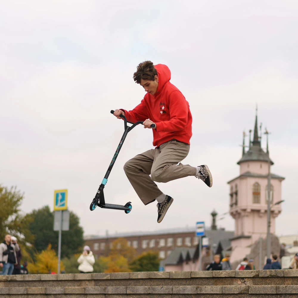 HOMCOM triukinis paspirtukas, Funscooter, paspirtukas su ABEC 9 guoliais, paspirtukas su 100 mm dirbtinės odos ratukais, miesto paspirtukas, triukinis paspirtukas vaikams nuo 14 metų