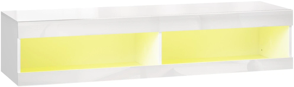 TV staliukas HOMCOM TV spintelė, pakabinama TV komoda su RGB LED apšvietimu (16 spalvų), TV stovas su atvira erdve daiktams, 55–60 colių televizoriams, svetainei, miegamajam, 140 x 40 x 30 cm, blizgi balta