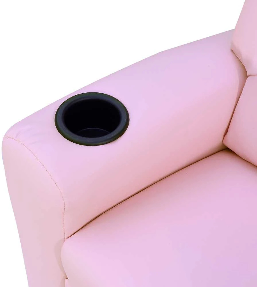 HOMCOM vaikiška sofa su atlošimo funkcija, fotelis vaikams 3–6 metų, rožinė, su puodelių laikikliu, 62x56x69cm