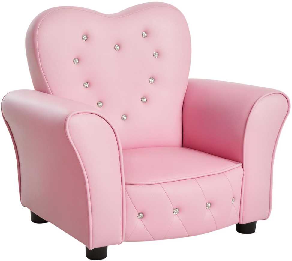 HOMCOM vaikiškas fotelis Princesė, širdelės formos vaikiškas krėslas, rožinis, patogus fotelis vaikų kambariui, I59xP41,5xA49cm