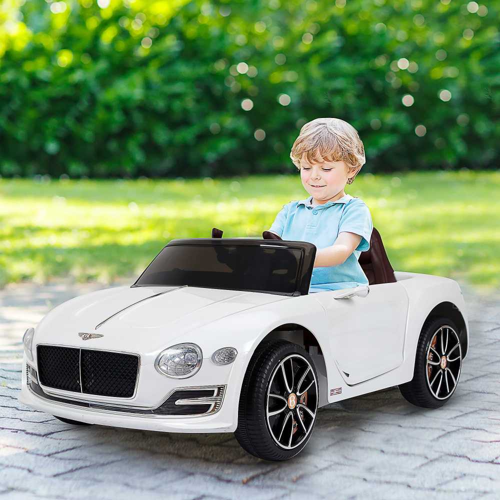 HOMCOM vaikiškas automobilis Bentley GT elektromobilis su nuotolinio valdymo pulteliu, 2 x 390 varikliai, baltas, 108 x 60 x 43 cm