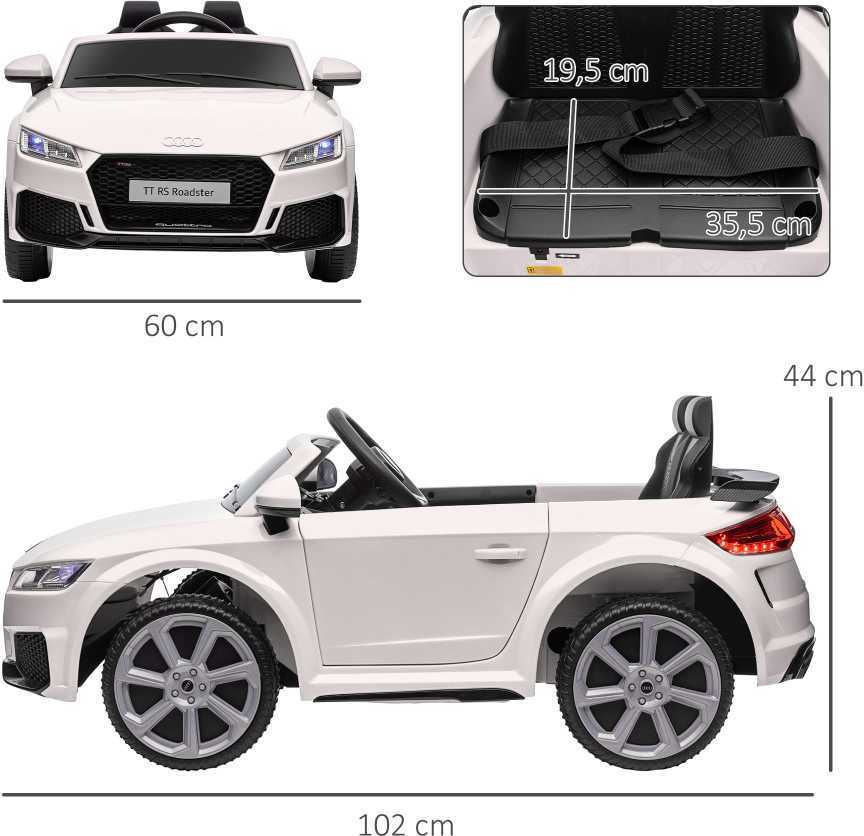 HOMCOM vaikiškas elektromobilis 12V, su 2,4G nuotolinio valdymo pulteliu, muzika, šviesomis, USB/MP3 jungtimi, atbulinės eigos funkcija | Aosom