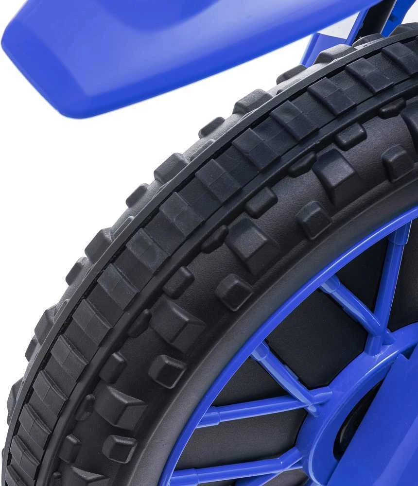 HOMCOM vaikiškas elektrinis motociklas 12V, su 2 nuimamais pagalbiniais ratukais, nuo 3 metų, PP metalas, mėlynas ir baltas