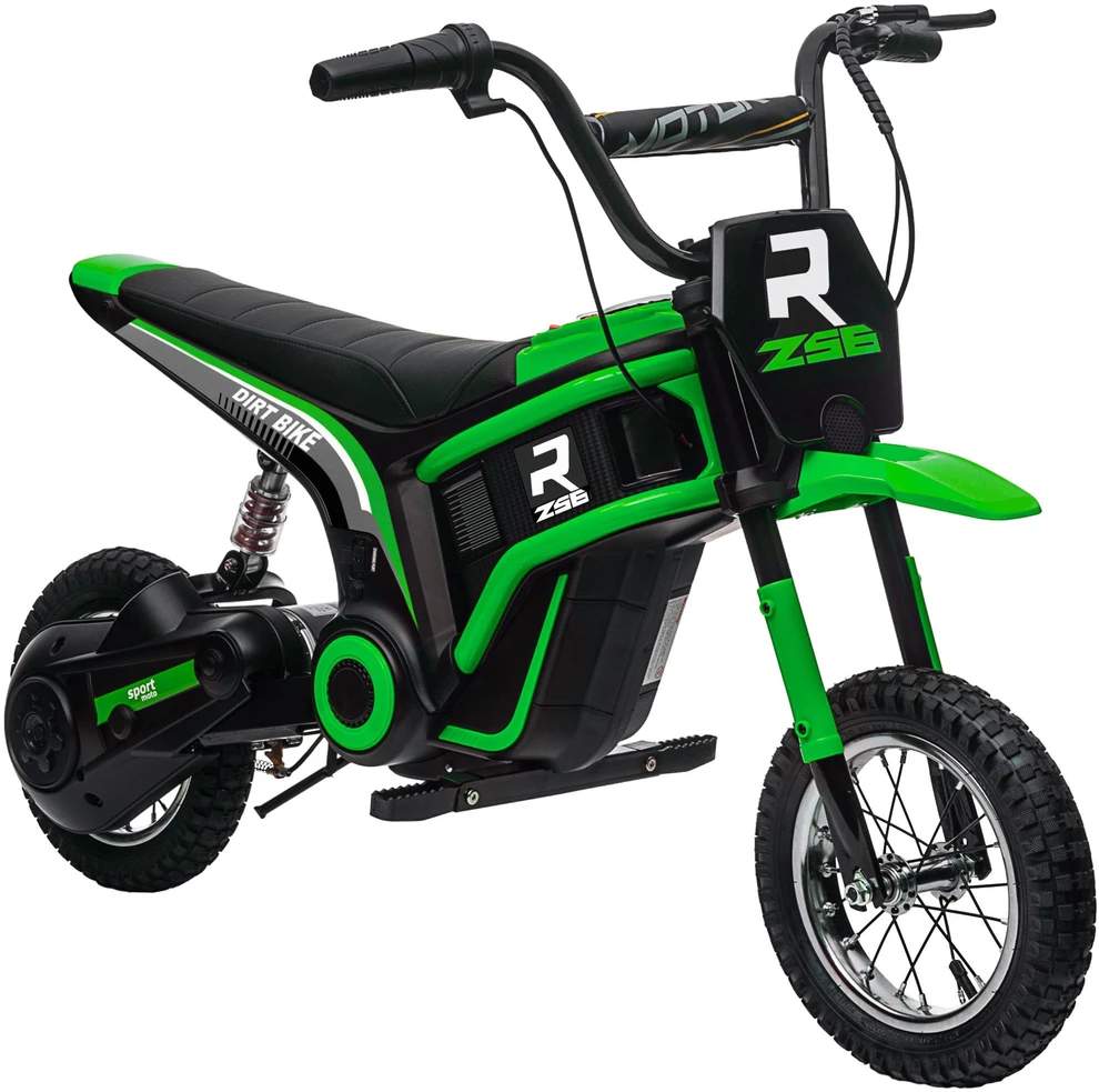HOMCOM vaikiškas elektrinis motociklas, 12 V vaikiškas motociklas su garsiniu signalu, žibintu, transporto priemonė vaikams su pasukama greičio rankena, 8-16 km/val., 8-12 metų vaikams, žalias | Aosom