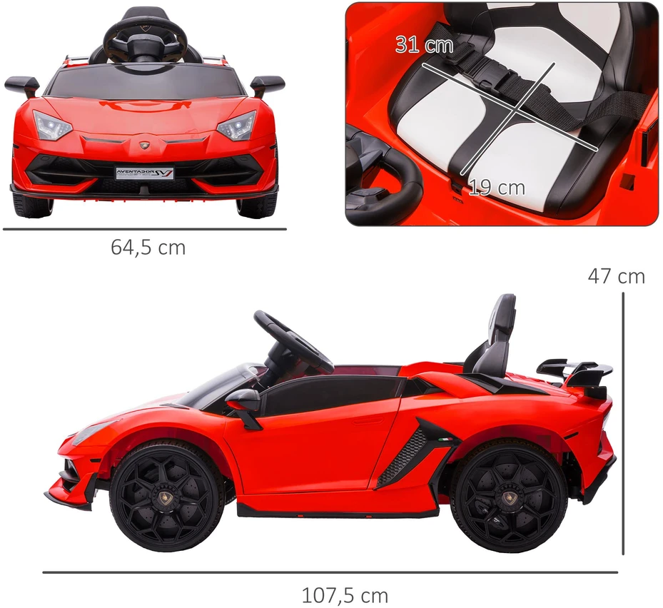 HOMCOM vaikiškas elektromobilis 12V, su 2,4G nuotolinio valdymo pulteliu, MP3 grotuvu, garso signalu, šviesomis, 3–5 metų vaikams