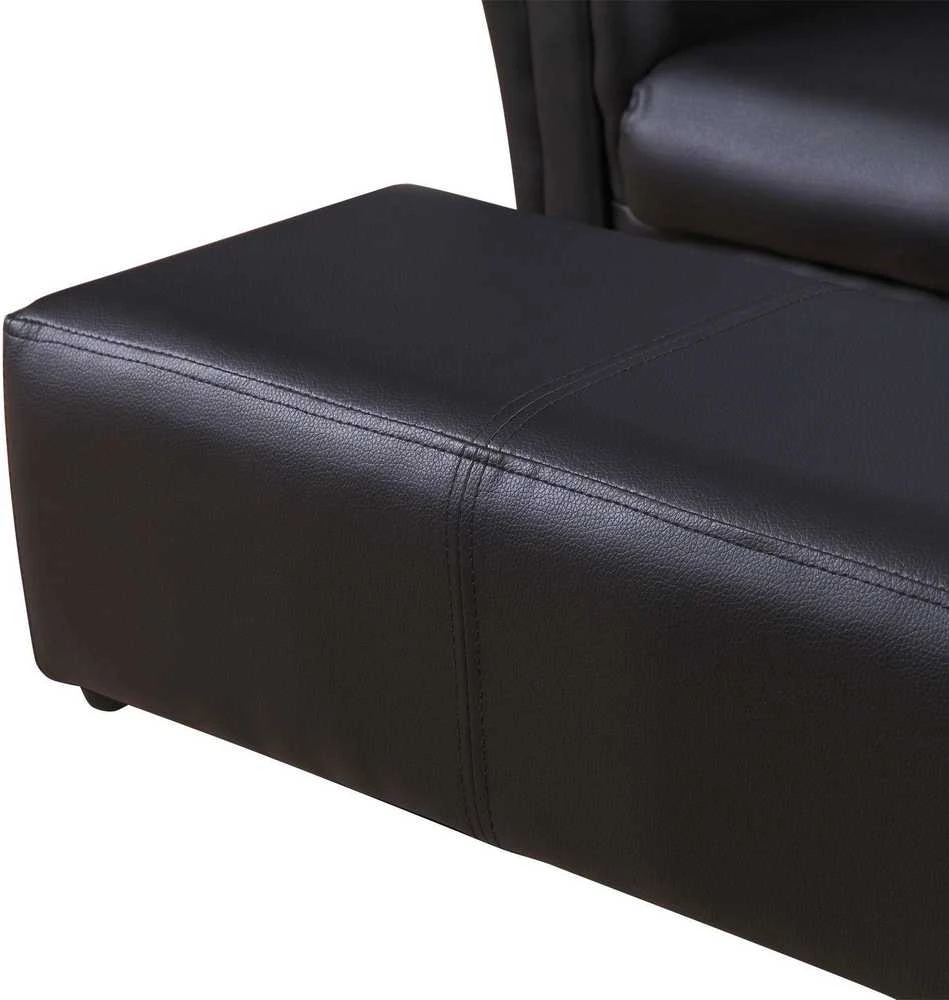 HOMCOM vaikiškas fotelis su kojų atrama, vaikiška sofa ir taburetė, juodos spalvos, patogus sofos ir fotelio komplektas, 83x42x41 cm