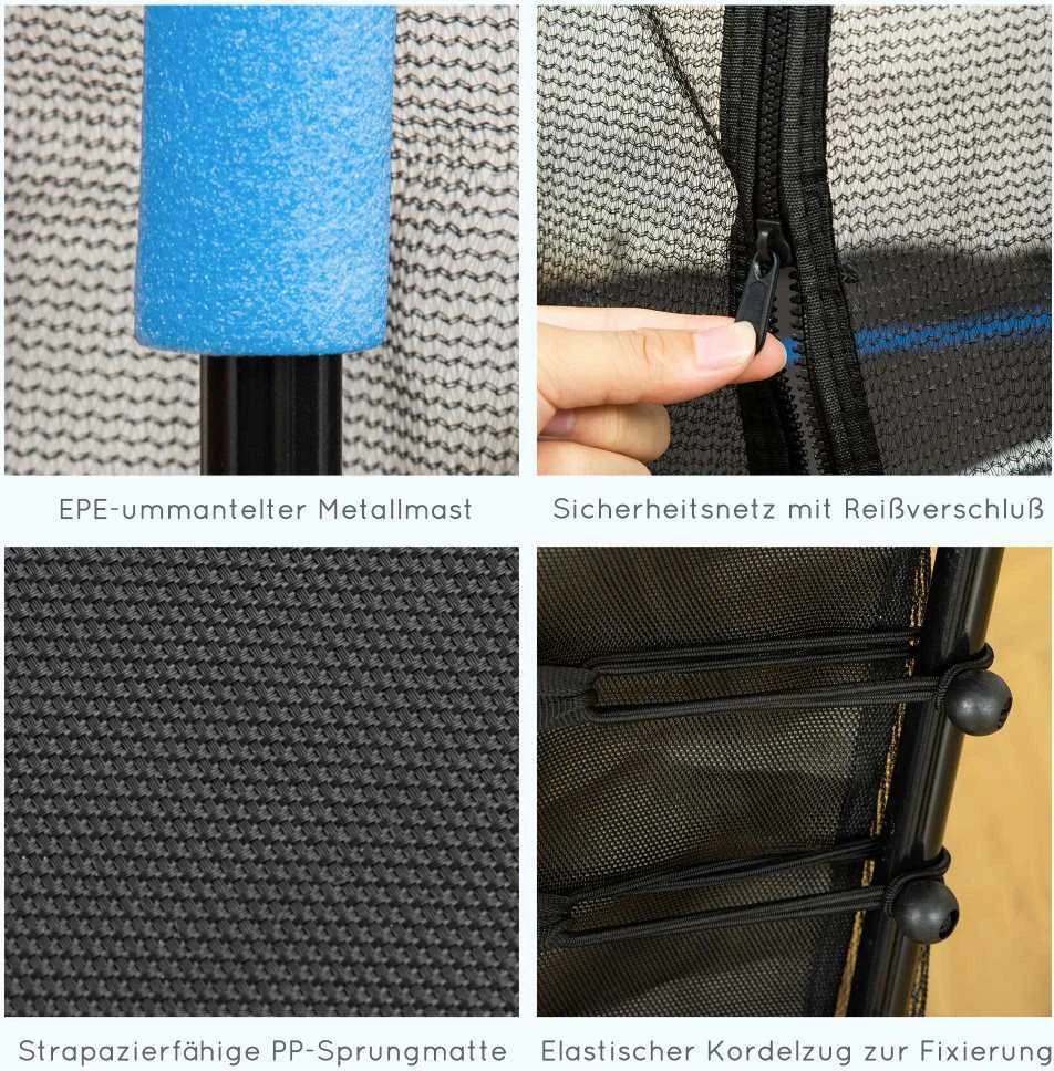 Vaikiškas batutas HOMCOM Ø163,5 cm, vidaus batutas su apsauginiu tinklu, kraštų apdaila ir elastine virve, iki 50 kg, 3-10 metų vaikams, mėlynas
