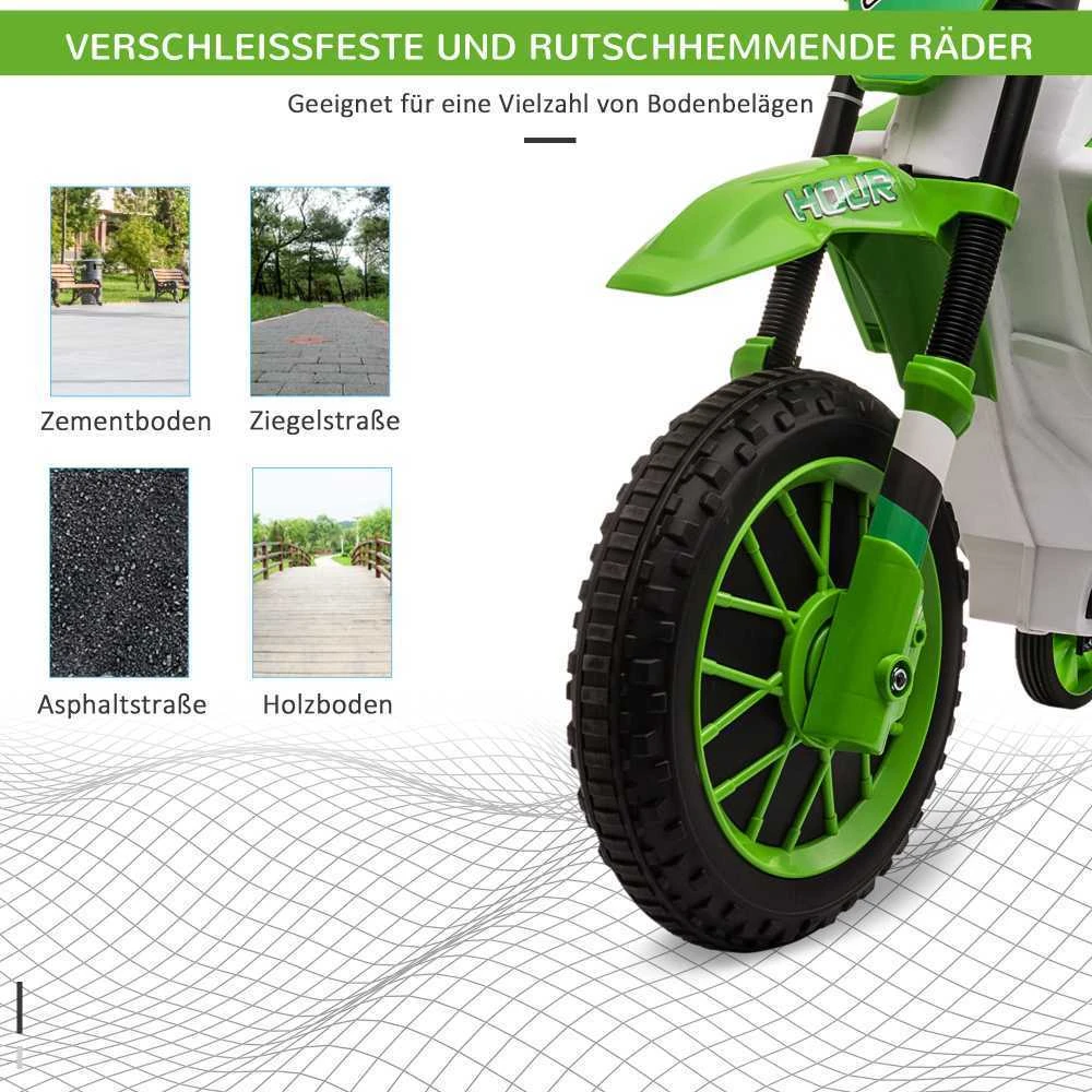HOMCOM vaikiškas elektrinis motociklas 12V, nuimami pagalbiniai ratukai, nuo 3 metų, PP, metalas