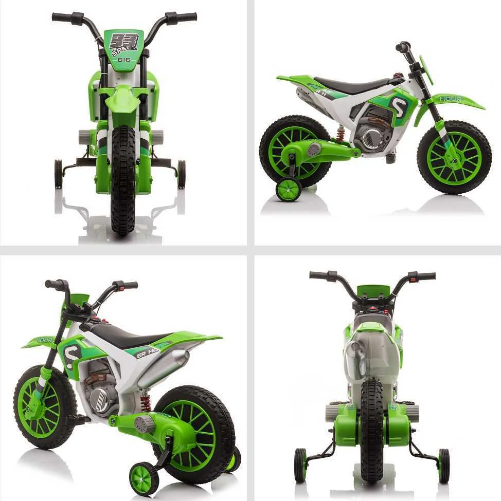 HOMCOM vaikiškas elektrinis motociklas 12V, nuimami pagalbiniai ratukai, nuo 3 metų, PP, metalas