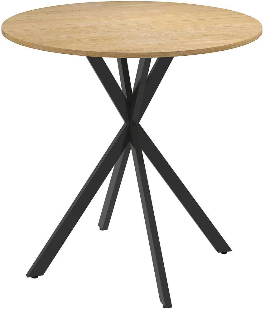 HOMCOM valgomojo stalas, apvalus 2-4 vietų virtuvės stalas pramoniniu stiliumi su plieninėmis kojomis, valgomajam, virtuvei, ąžuolo spalvos Ø80 x 75 cm