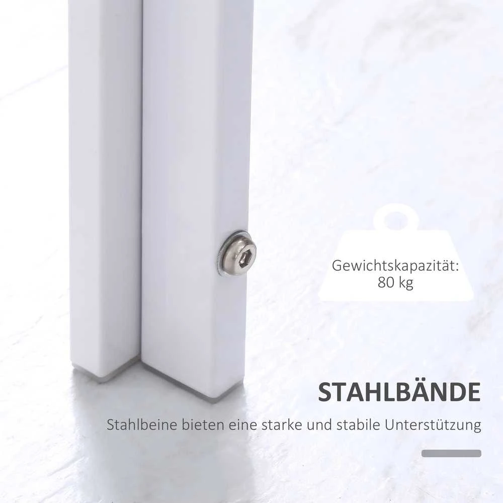 HOMCOM valgomojo stalas, virtuvės stalas, didelis stalas, modernus dizainas, 120 cm x 60 cm x 75 cm, baltas