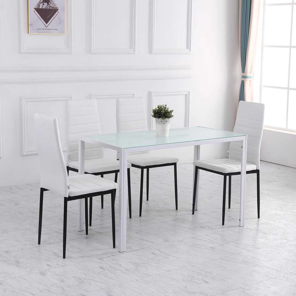 HOMCOM valgomojo stalas, virtuvės stalas, didelis stalas, modernus dizainas, 120 cm x 60 cm x 75 cm, baltas