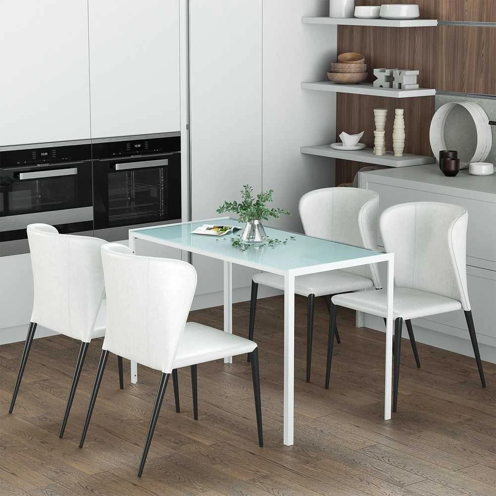 HOMCOM valgomojo stalas, virtuvės stalas, didelis stalas, modernus dizainas, 120 cm x 60 cm x 75 cm, baltas