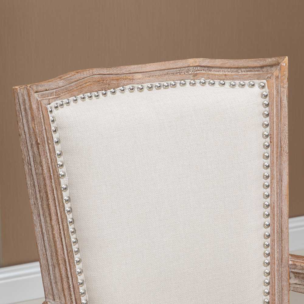 HOMCOM valgomojo kėdė, virtuvinė kėdė su porankiais ir lininiu audiniu, vintažinio stiliaus minkšta kėdė, iki 150 kg, 59x63,5x96 cm