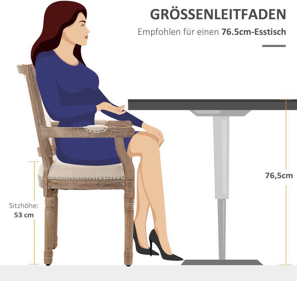 HOMCOM valgomojo kėdė, virtuvinė kėdė su porankiais ir lininiu audiniu, vintažinio stiliaus minkšta kėdė, iki 150 kg, 59x63,5x96 cm