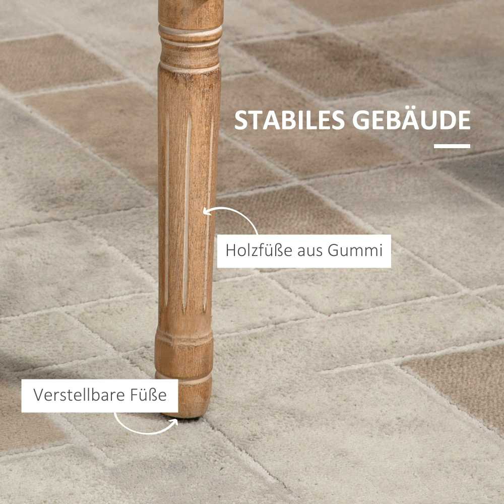 HOMCOM valgomojo kėdė, virtuvinė kėdė su porankiais ir lininiu audiniu, vintažinio stiliaus minkšta kėdė, iki 150 kg, 59x63,5x96 cm