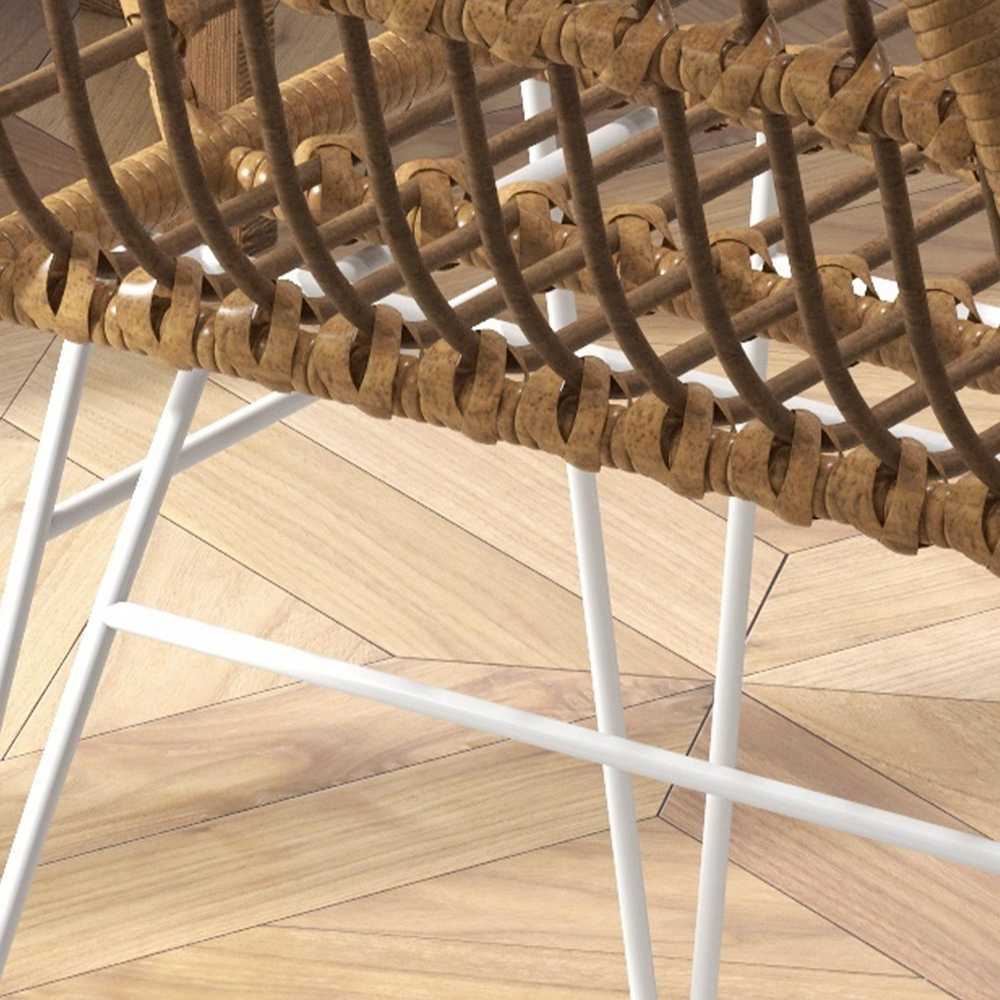 HOMCOM valgomojo kėdės 2 virtuvės kėdės su atlošu, rotango išvaizdos, valgomojo kėdė su plieninėmis kojelėmis, boho stiliaus, skirtos svetainei, valgomajam, balkonui, šviesiai rudos spalvos