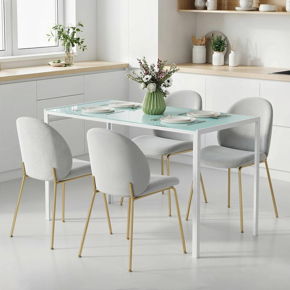 HOMCOM valgomojo stalas, virtuvės stalas, didelis stalas, modernus dizainas, 120 cm x 60 cm x 75 cm, baltas
