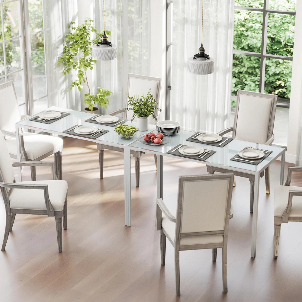 HOMCOM valgomojo stalas, virtuvės stalas, didelis stalas, modernus dizainas, 120 cm x 60 cm x 75 cm, baltas