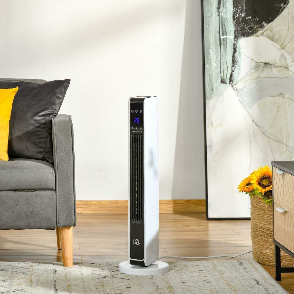 Homcom Ventiliatorinis šildytuvas su nuotolinio valdymo pulteliu 2200W, 21 x 21 x 73 cm