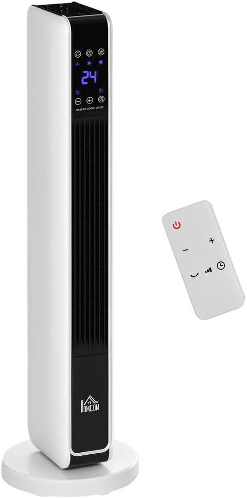 Homcom Ventiliatorinis šildytuvas su nuotolinio valdymo pulteliu 2200W, 21 x 21 x 73 cm