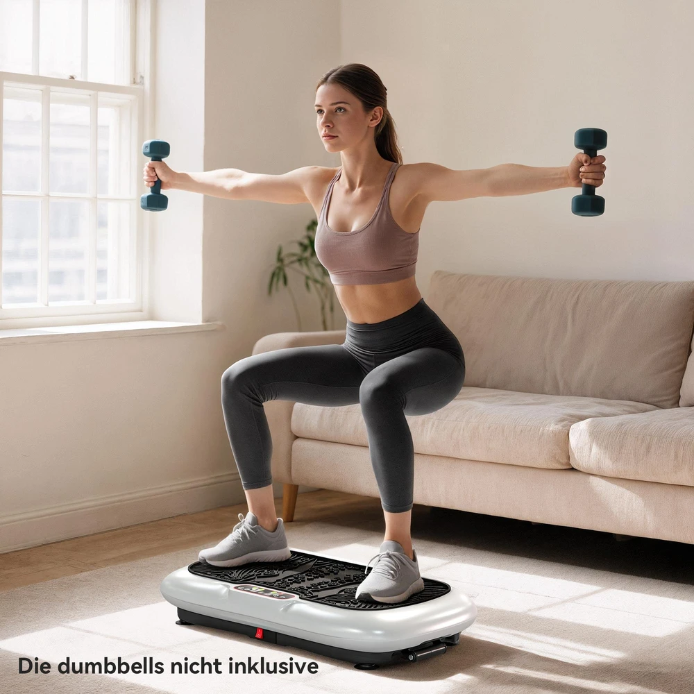 HOMCOM vibracinė platforma, treniruoklis su 2 pasipriešinimo gumomis, 99 vibracijos lygiai, iki 120 kg, viso kūno treniruotėms, 200 W