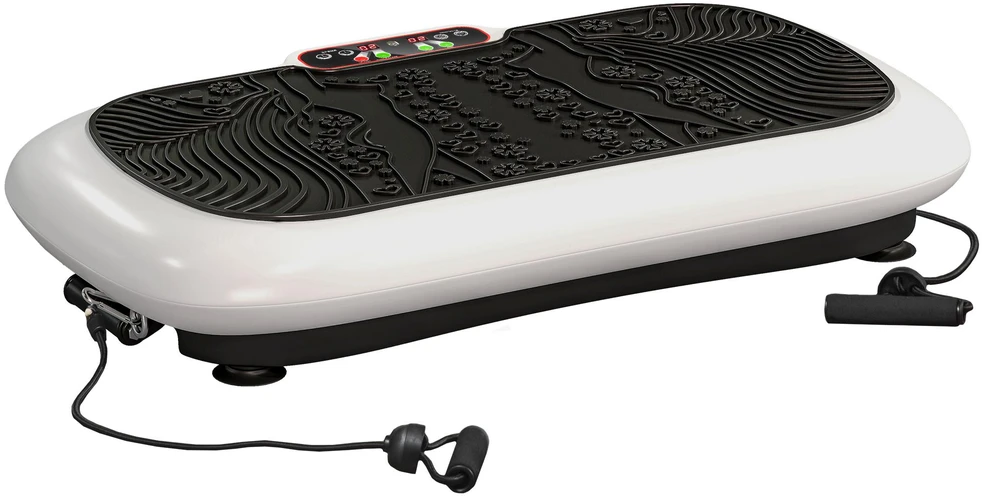 HOMCOM vibracinė platforma, treniruoklis su 2 pasipriešinimo gumomis, 99 vibracijos lygiai, iki 120 kg, viso kūno treniruotėms, 200 W