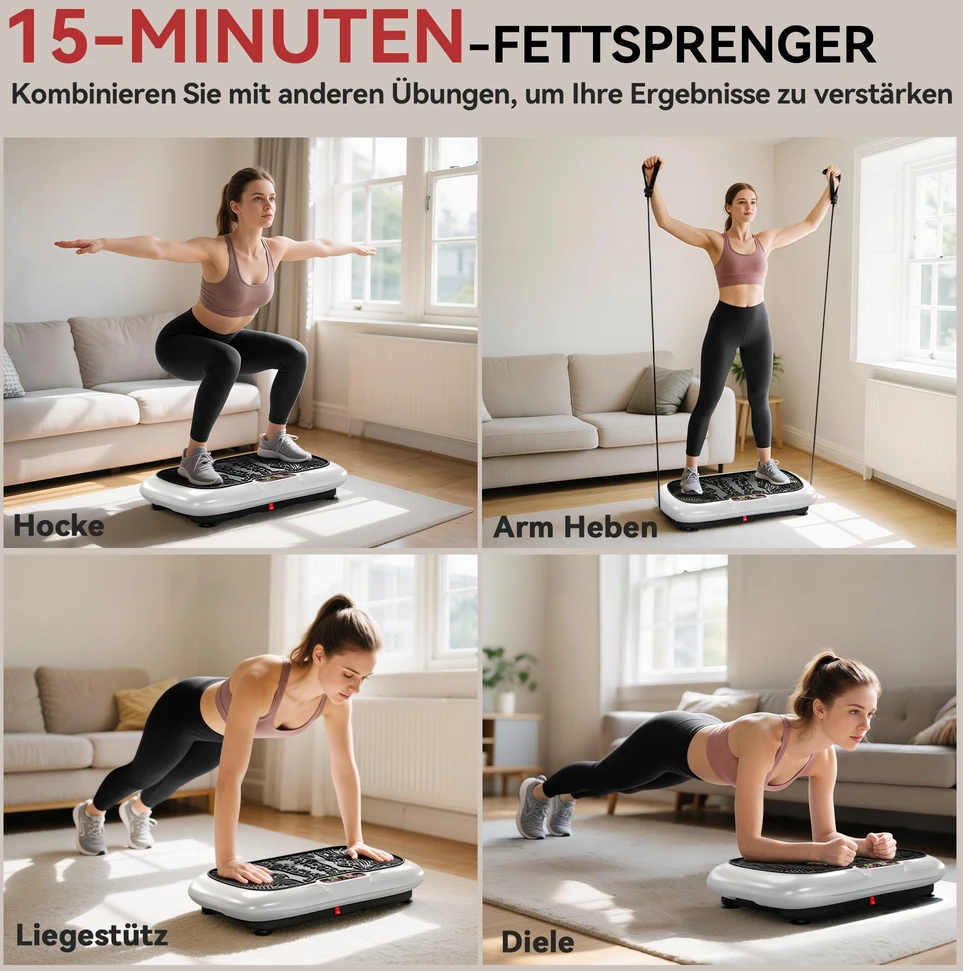 HOMCOM vibracinė platforma, treniruoklis su 2 pasipriešinimo gumomis, 99 vibracijos lygiai, iki 120 kg, viso kūno treniruotėms, 200 W