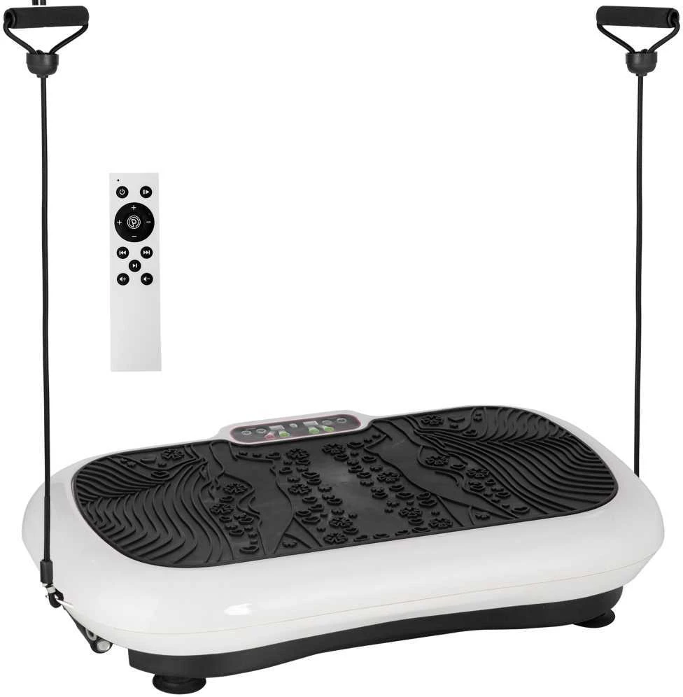 HOMCOM vibracinė platforma, treniruoklis su 2 pasipriešinimo gumomis, 99 vibracijos lygiai, iki 120 kg, viso kūno treniruotėms, 200 W