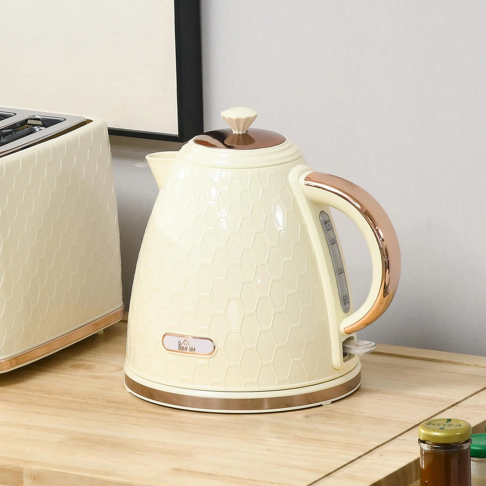 HOMCOM virdulys, 2200 W, su stebėjimo langeliu, filtru, greitas virimas, smėlio spalvos