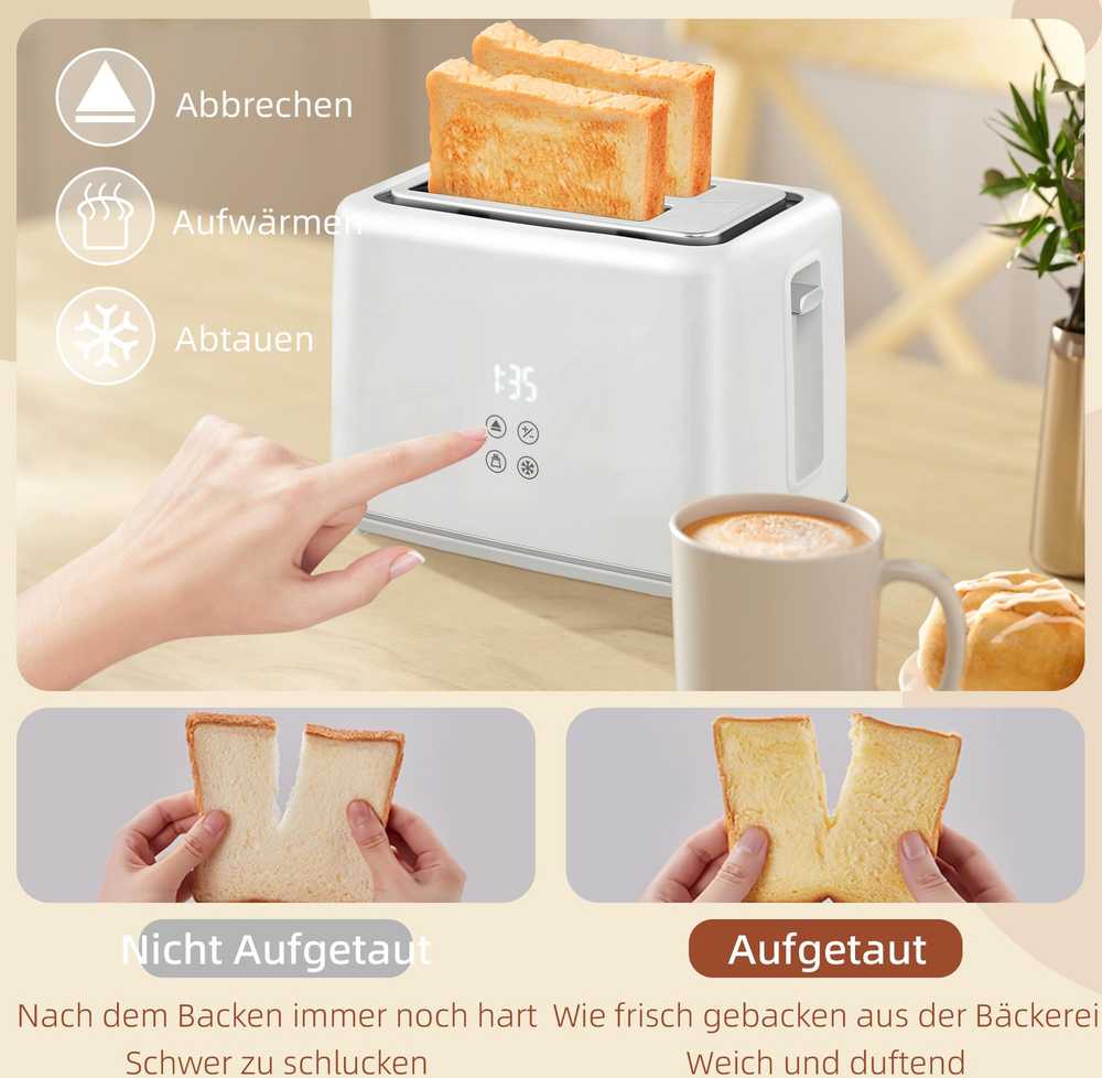Skrudintuvas HOMCOM virdulio ir skrudintuvo rinkinys, 1,5L virdulys, 2 skrudinimo vietos, 2200W, pusryčių rinkinys su 7 skrudinimo lygiais, atitirpinimo ir pašildymo funkcija, automatinis išsijungimas, LED ekranas, balta