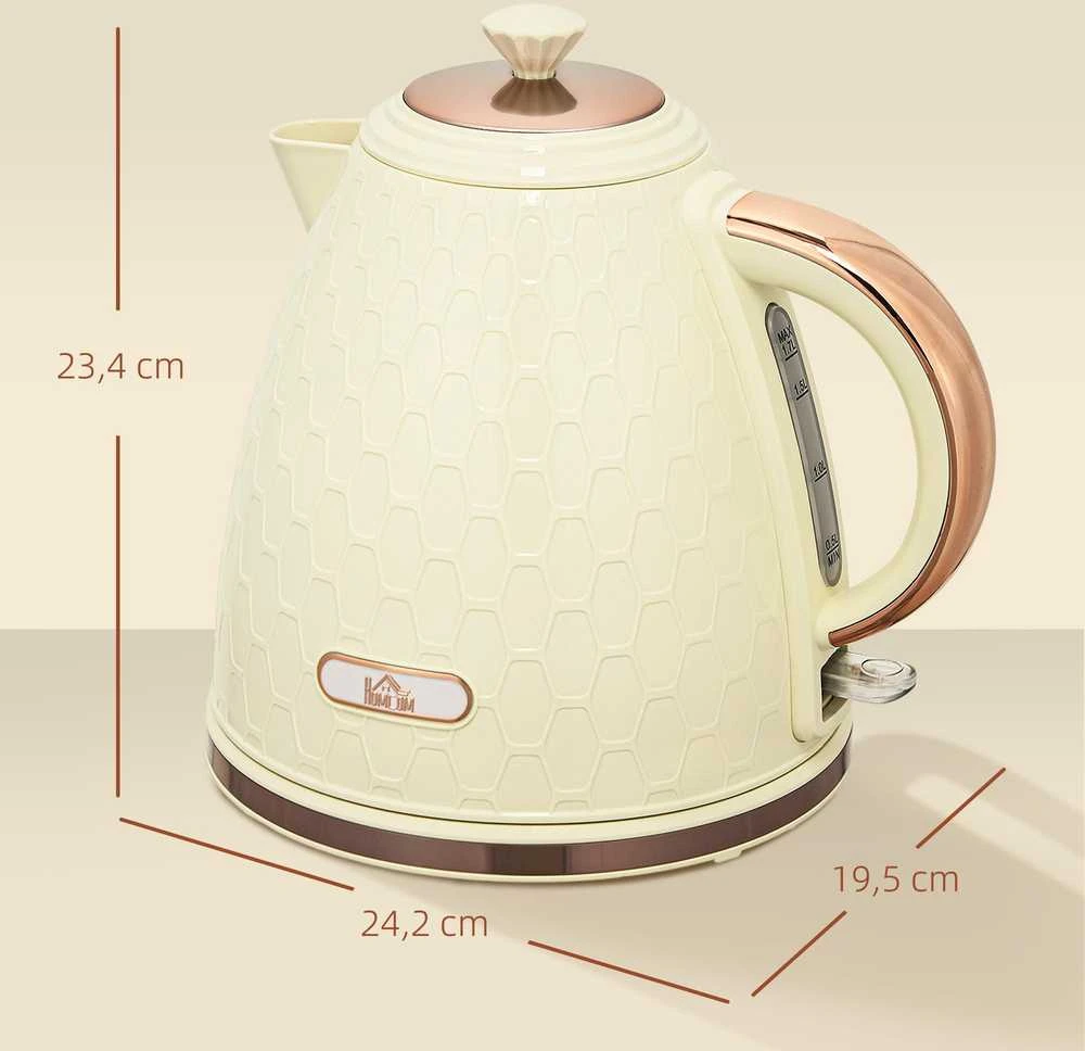 HOMCOM virdulys, 2200 W, su stebėjimo langeliu, filtru, greitas virimas, smėlio spalvos