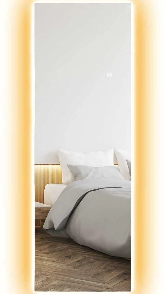 HOMCOM viso ilgio veidrodis 40 x 120 cm stovintis veidrodis su LED apšvietimu, sieninis veidrodis su jutikliniu valdymu, berėmis grindų veidrodis, skirtas miegamajam, svetainei
