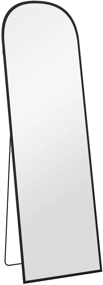 HOMCOM viso ūgio veidrodis, 161,5 x 50 cm sieninis veidrodis su stovu, aliuminio lydinio rėmas, pastatomas veidrodis svetainei, miegamajam, juodas