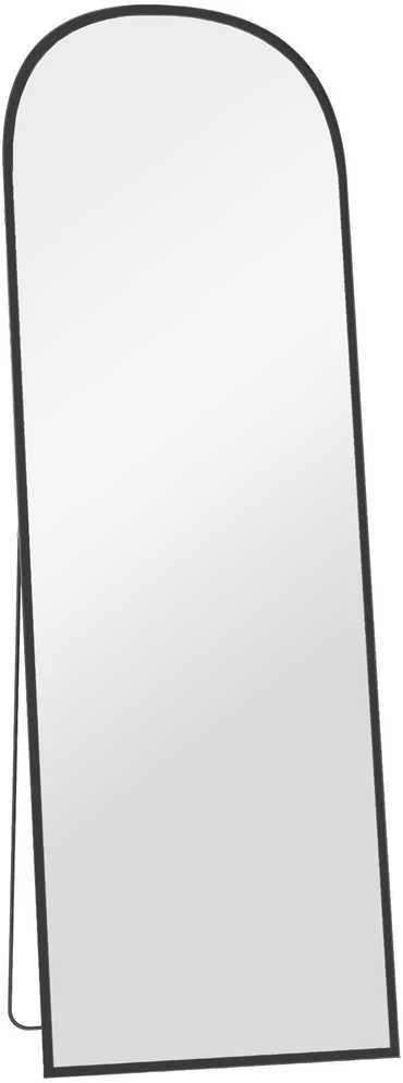 HOMCOM viso ūgio veidrodis 169 x 49 cm, arkinis pastatomas veidrodis su dūžimui atspariu stiklu ir aliuminio rėmu, sieninis veidrodis atraminis, laisvai pastatomas, svetainei, miegamajam, koridoriui, juodas