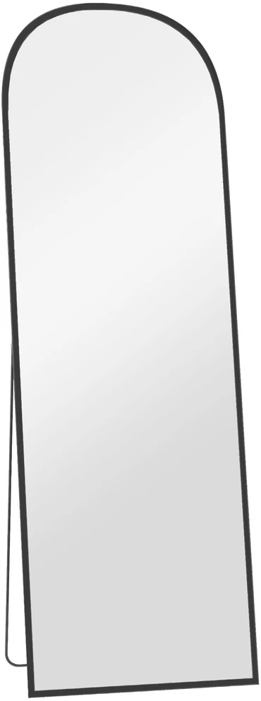 HOMCOM viso ūgio veidrodis 169 x 49 cm, arkinis pastatomas veidrodis su dūžimui atspariu stiklu ir aliuminio rėmu, sieninis veidrodis atraminis, laisvai pastatomas, svetainei, miegamajam, koridoriui, juodas