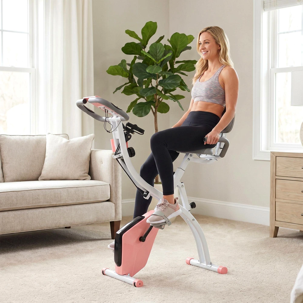 HOMCOM X-Bike 2-in-1 dviračio treniruoklis, LCD ekranas, sulankstomas treniruoklis su 8 lygių reguliuojamu magnetiniu pasipriešinimu
