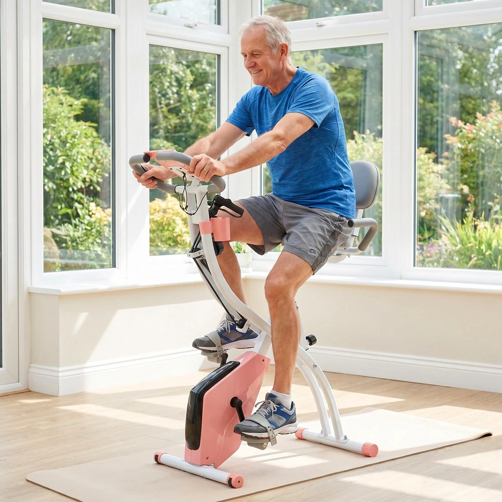 HOMCOM X-Bike 2-in-1 dviračio treniruoklis, LCD ekranas, sulankstomas treniruoklis su 8 lygių reguliuojamu magnetiniu pasipriešinimu