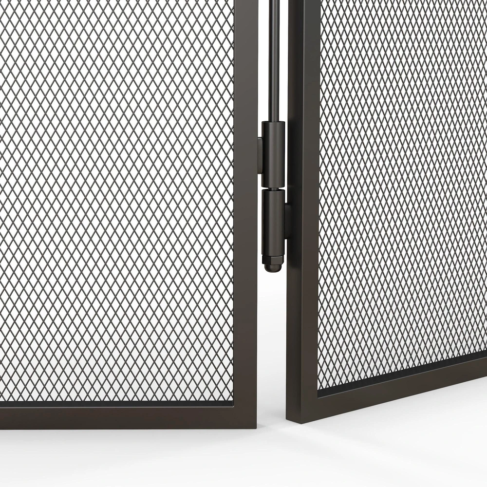 HOMCOM Židinio grotelės, sulankstomos židinio grotelės su 3 skydeliais, gyvenamojo kambario, miegamojo apsaugos nuo kibirkščių grotelės, metalinės, 96 x 56 cm, juodos spalvos