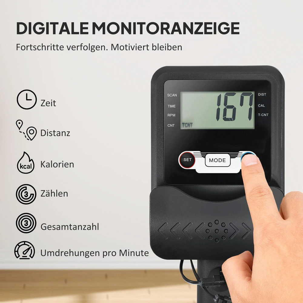 Irklavimo treniruoklis, su 6-11 l vandens talpa, LCD monitoriumi, telefono laikikliu, 135 kg keliamoji galia, plieno, juodas