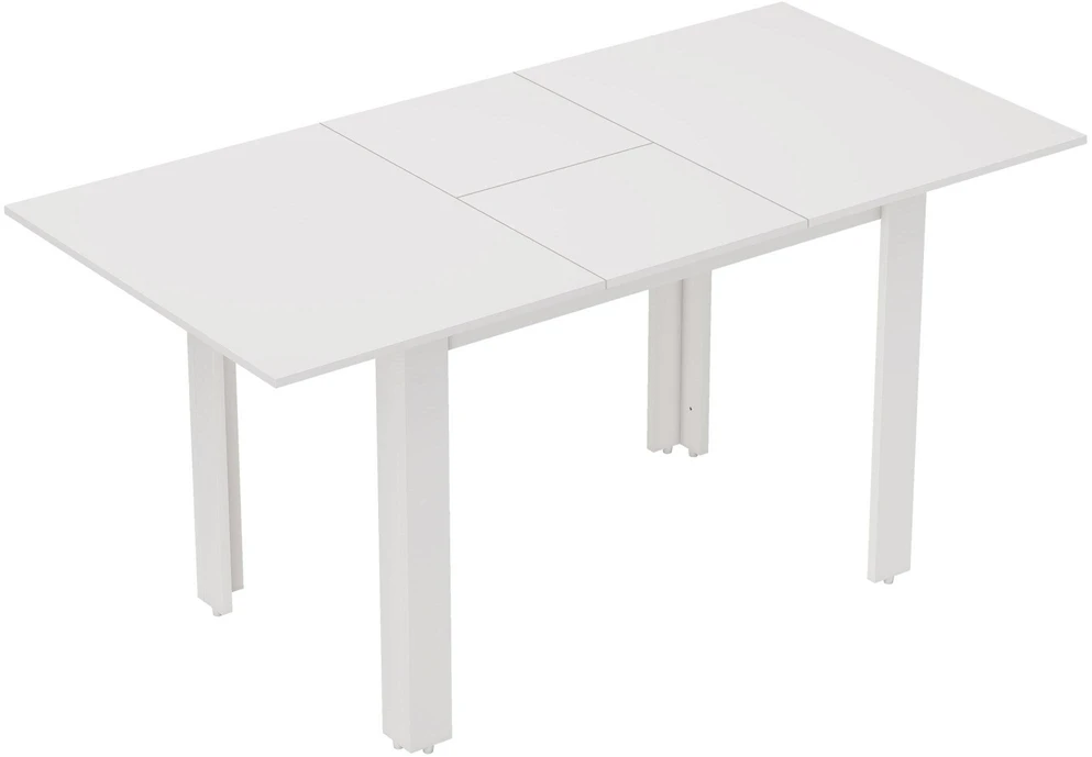 Išskleidžiamas valgomojo stalas HOMCOM, 120–160 x 70 cm, reguliuojamas virtuvės stalas 4–6 asmenims, MDF, blizgi balta spalva