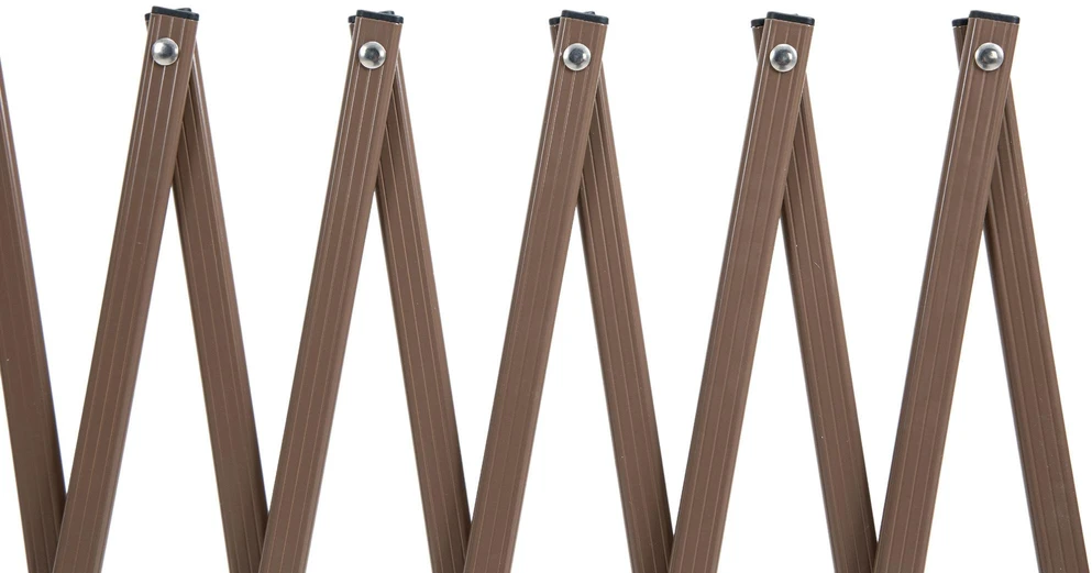 Ištraukiama Outsunny žirklinė tvorelė, 35–300 cm, idealiai tinka sodui, aliuminis, ruda, aukštis 103,5 cm
